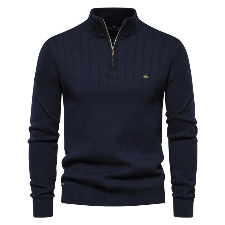 Maglione con mezza zip unicolore da uomo