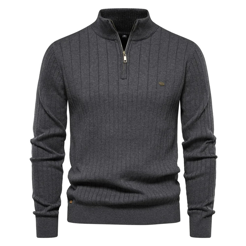 Maglione con mezza zip unicolore da uomo