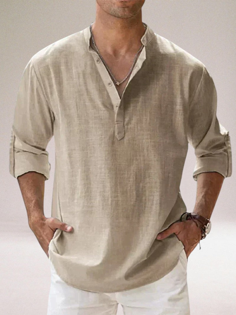 Oronzo™ | Elegante camicia in lino con bottoni