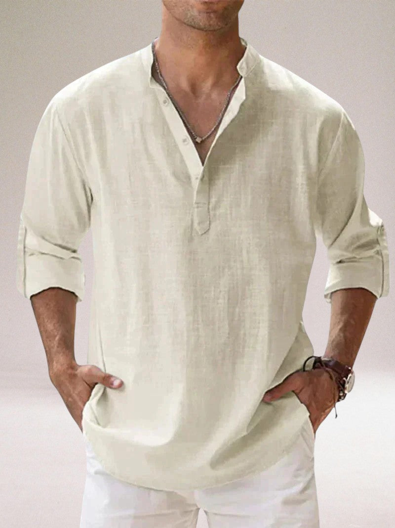 Oronzo™ | Elegante camicia in lino con bottoni