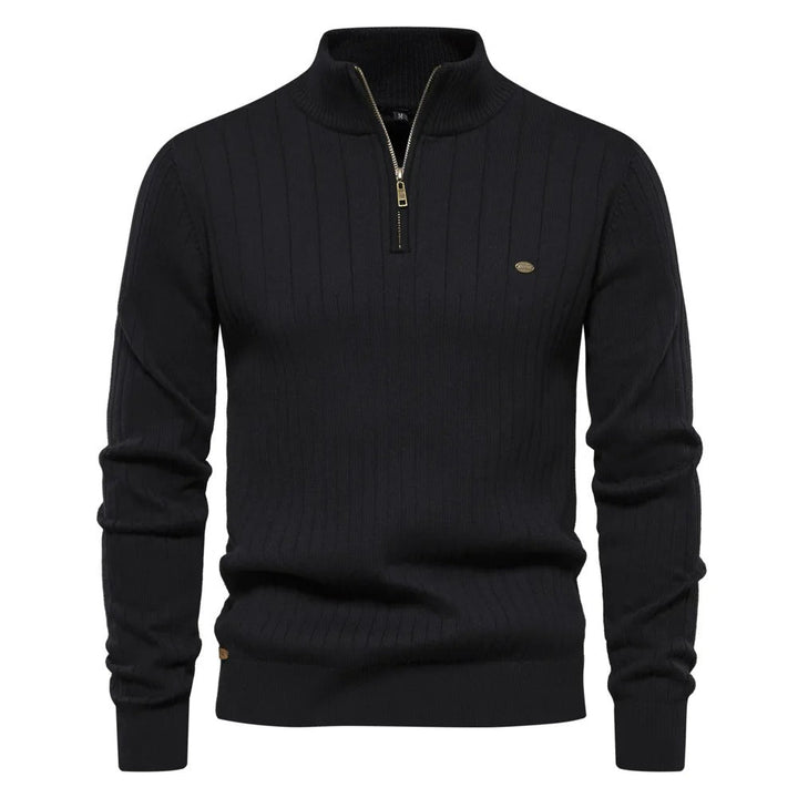 Maglione con mezza zip unicolore da uomo